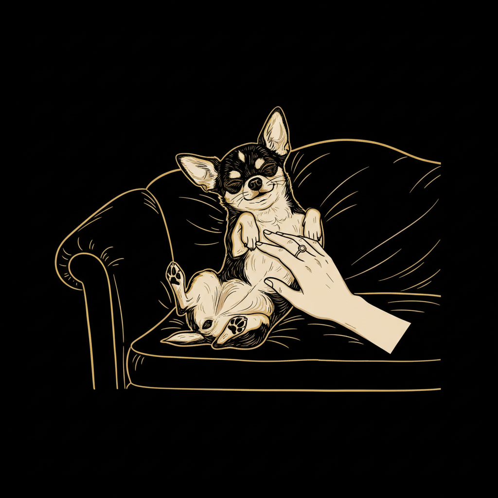 Chihuahua sur le dos canapé
