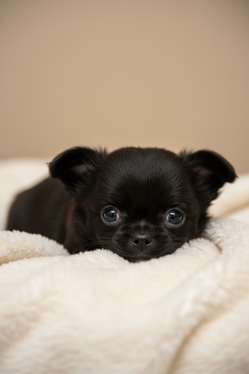Black Velvet couché — Chihuahua LOF ♂ des Songes d'Ambre